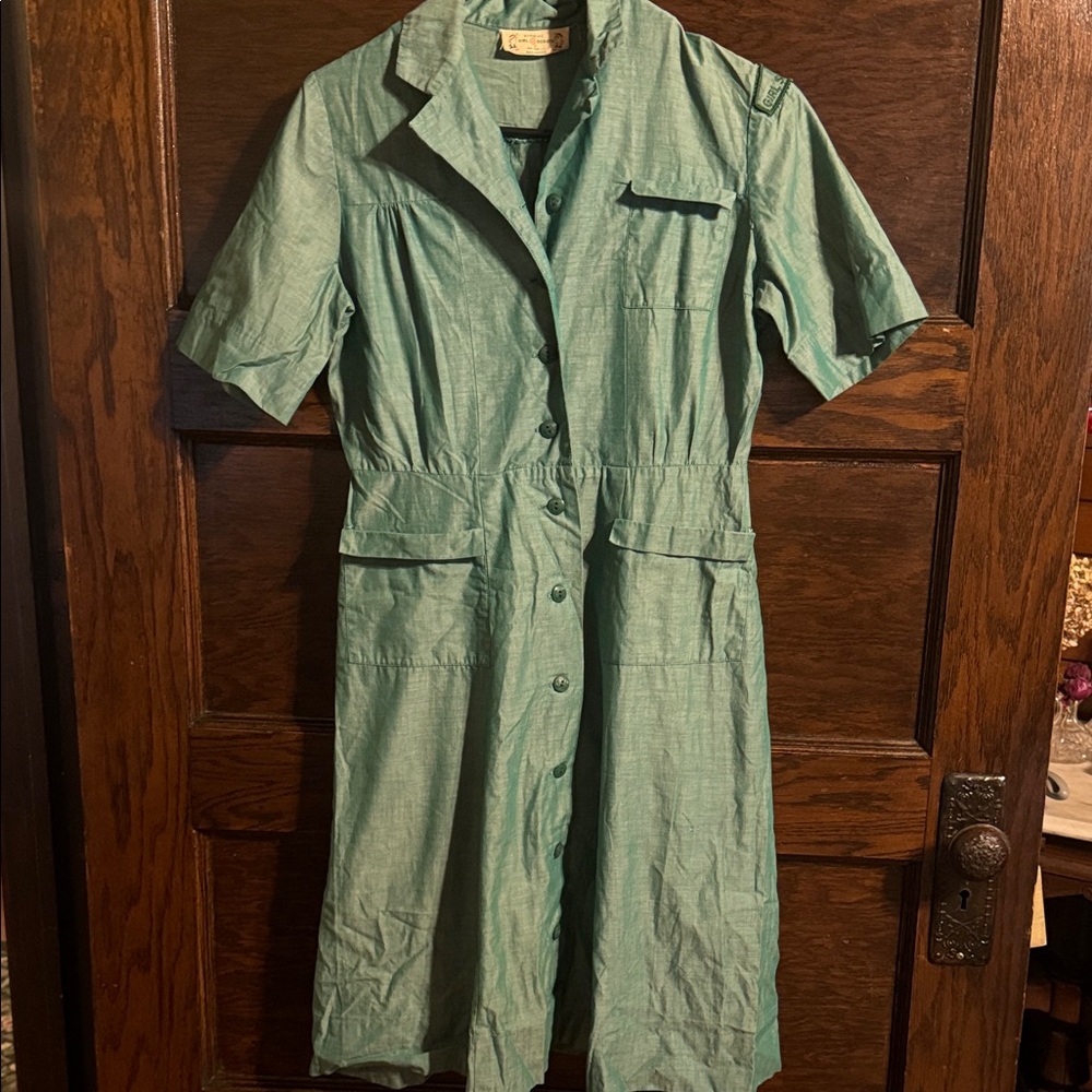 Vintage Green Button-Up Girl Scouts of America Dress